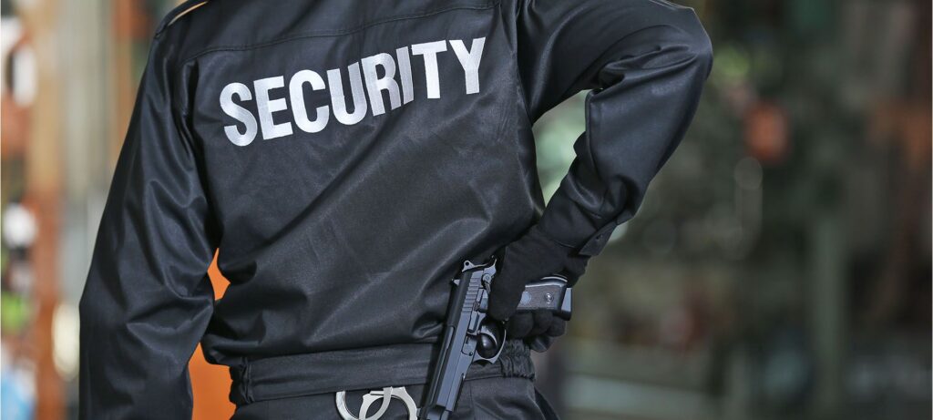 Trained guard ensuring water treatment security operations.