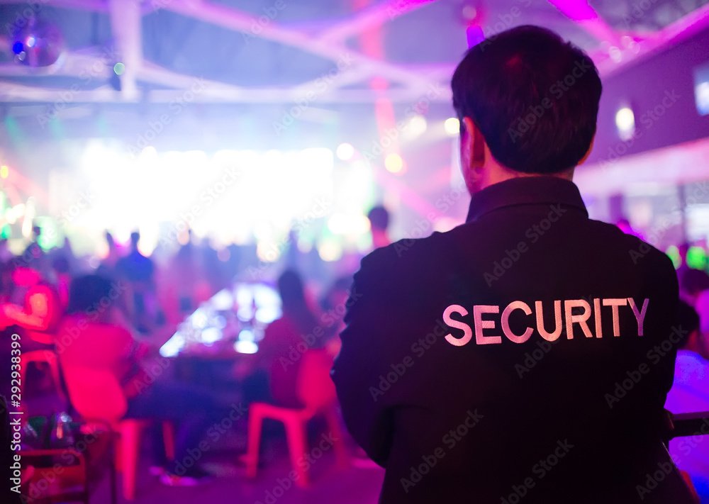 Private party security personnel monitoring event safety and guest protection