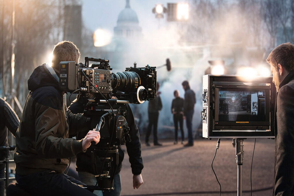 Advanced surveillance systems for film production security and crew protection.